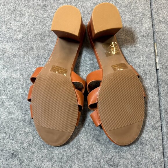 J. Adams Nori Womens US 8.5 Sandals Brown Faux Leather Slip On Block Heel Mules - Picture 3 of 6